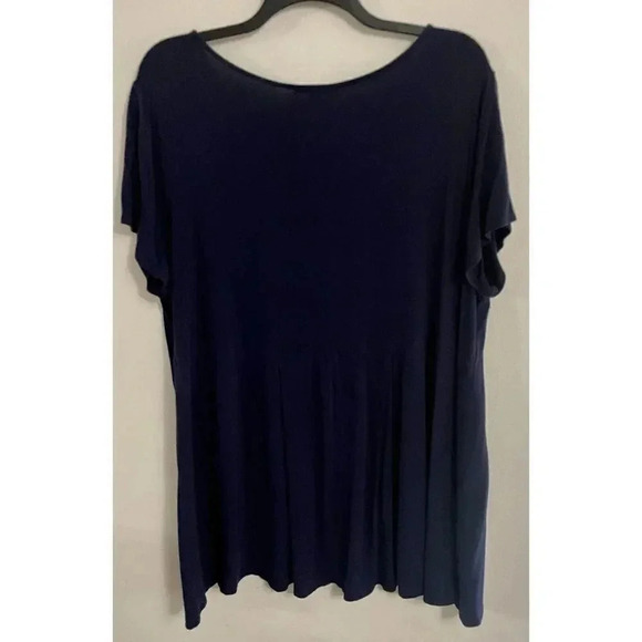 Green Envelope Women Blue Short Sleeve Top 3X - Picture 2 of 5